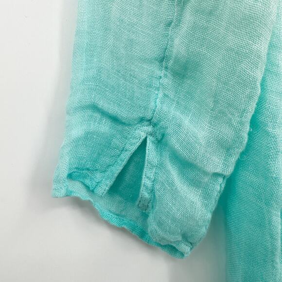 Eileen Fisher 100% Linen Button Down Ombre Dip Dye Tunic Size Small Petite - Picture 6 of 8